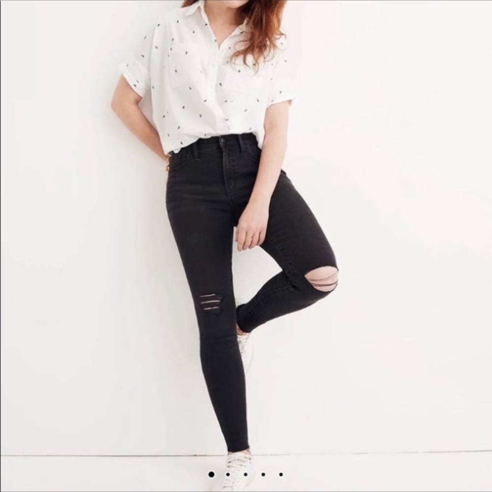 NWT Madewell petite 9” Mid-rise skinny jeans in Black Sea sz 27